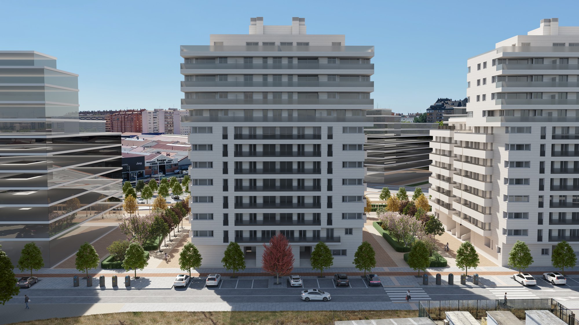Torre central con las doce plantas seleccionables